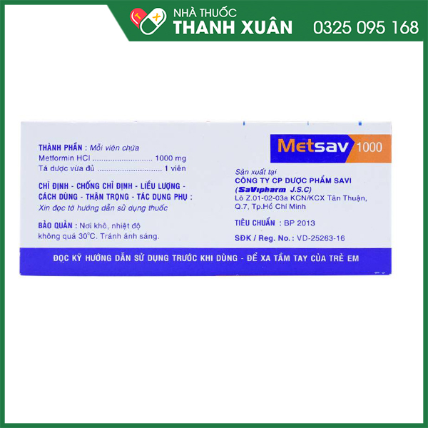 Metsav 1000 điều trị tiểu đường